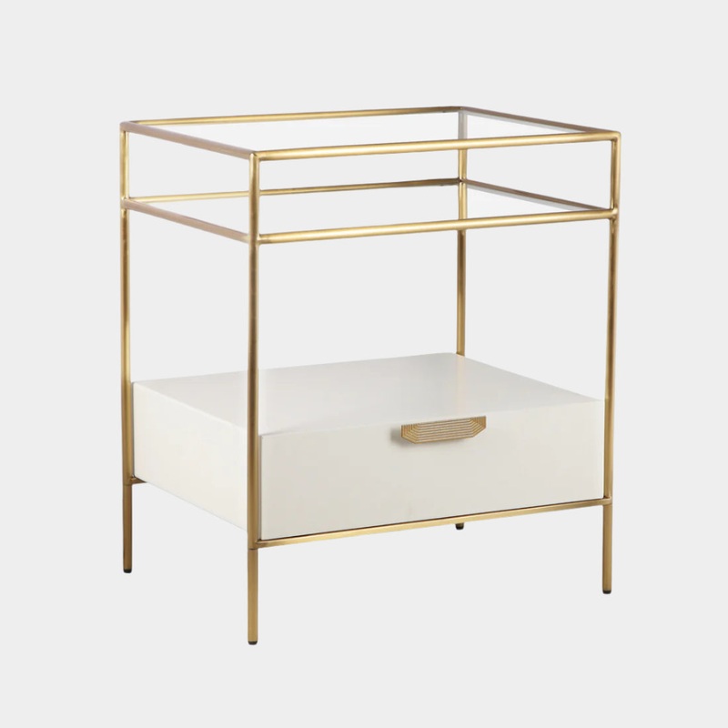 Darla Cream Glass Nightstand