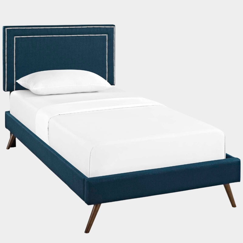 Jessamine Fabric Platform Bed with Round Splayed Legs