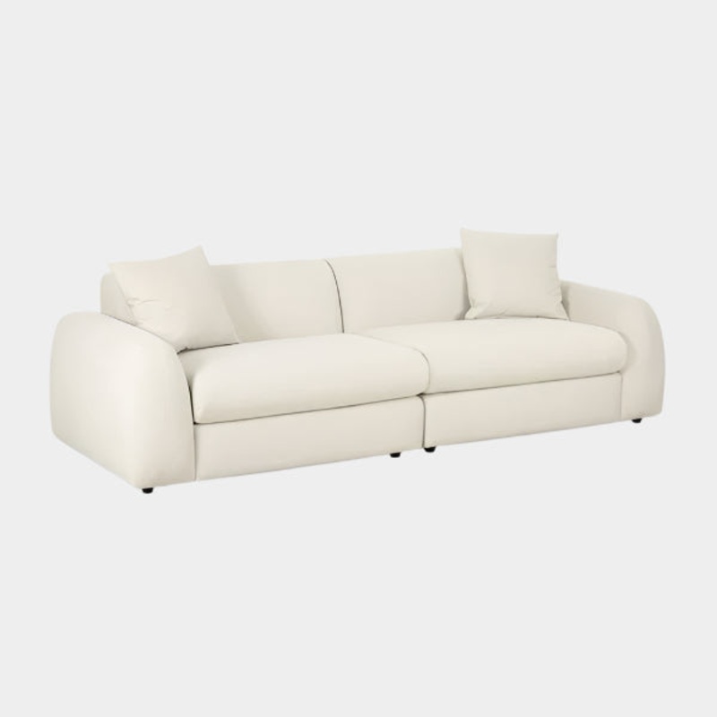 Kourtney Cream Faux Mohair 100″ Sofa