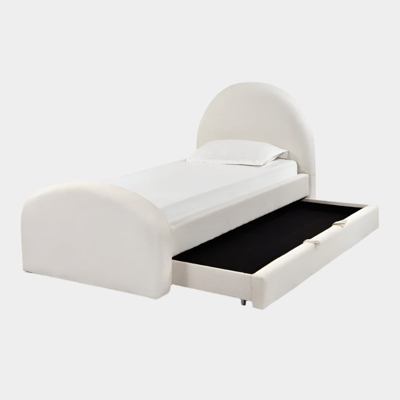 Moon Cream Boucle Twin Trundle Bed