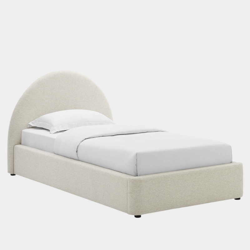 Resort Upholstered Fabric Arched Round Platform Bed