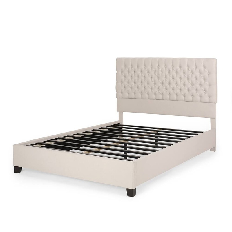 Cumulus – Fully Upholstered Fabric Queen Bed Set – Ivory