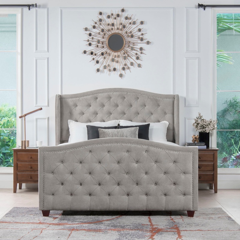 Marcella – Upholstered Shelter Headboard Bed Set