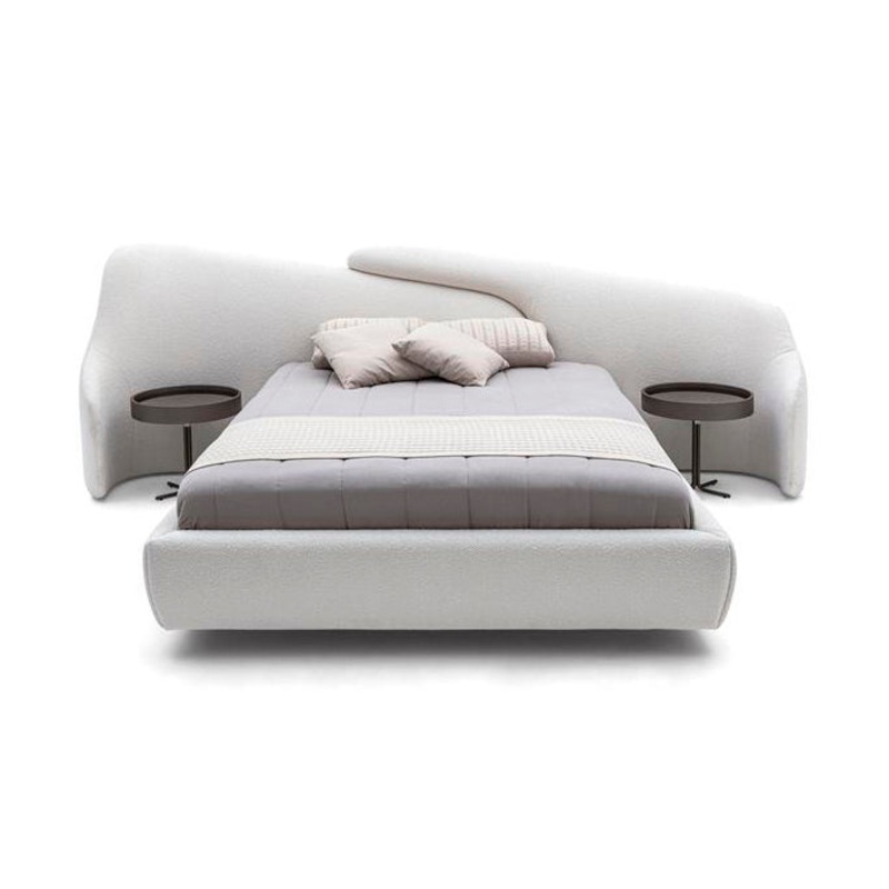 ZAHA King Bed in White fabric