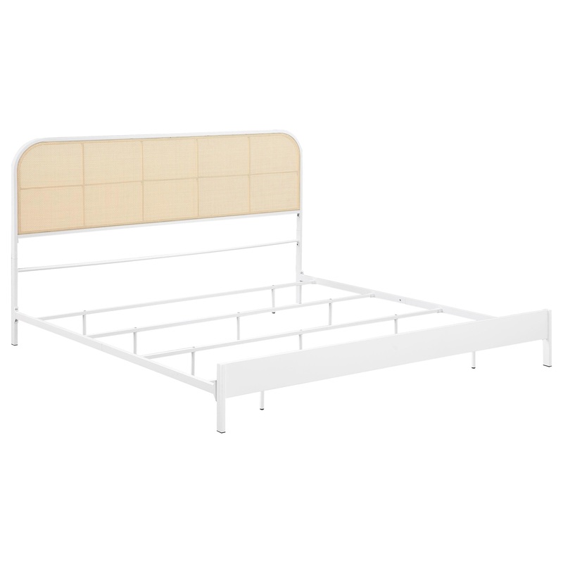 Coaster Furniture Amherst 360301KE Radio Weave Rattan Metal Eastern King Bed – White