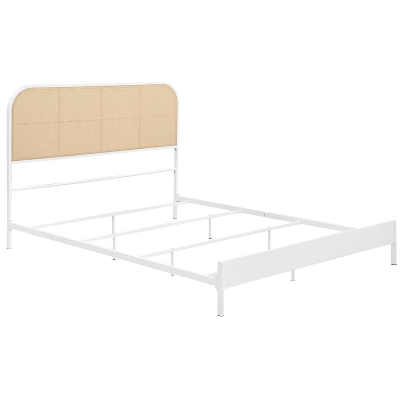 Coaster Furniture Amherst 360301Q Radio Weave Rattan Metal Queen Bed – White