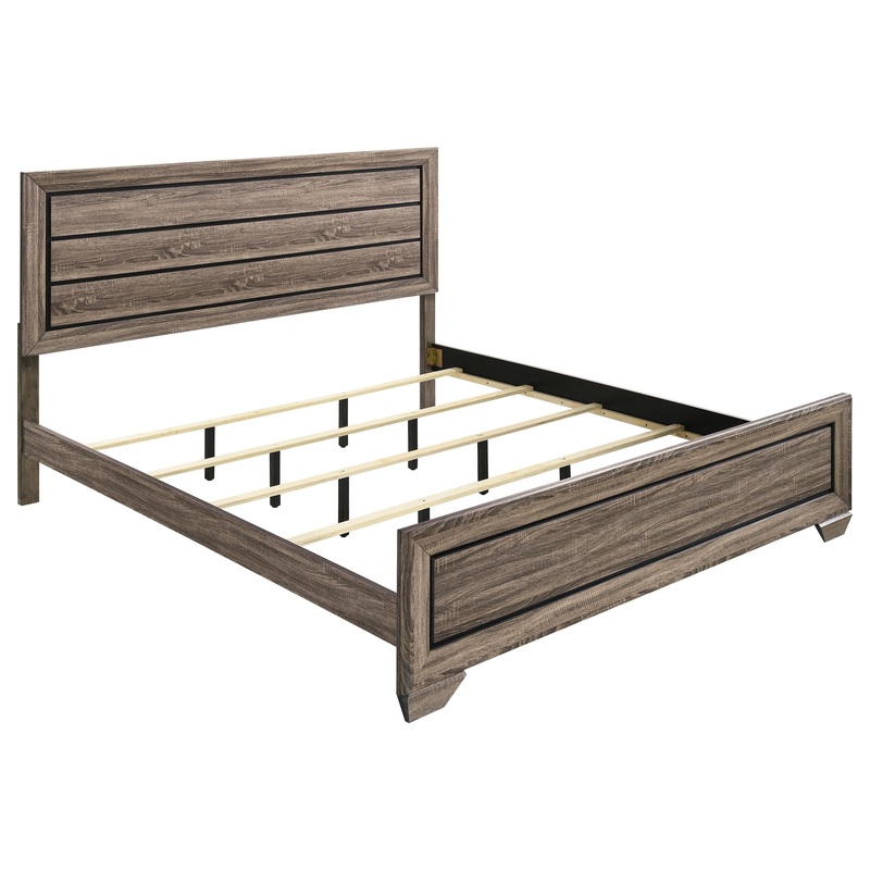 Coaster Furniture Kauffman 204191KE Wood Eastern King Panel Bed – Washed Taupe