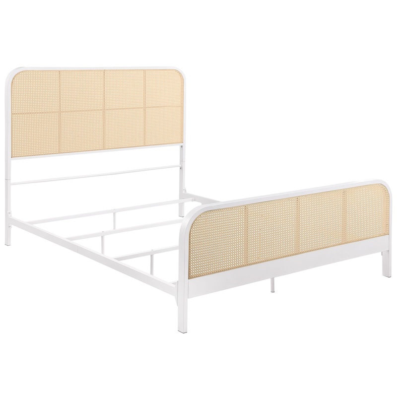 Coaster Furniture Lanewood 360251Q Open Cane Webbing Metal Queen Bed – White