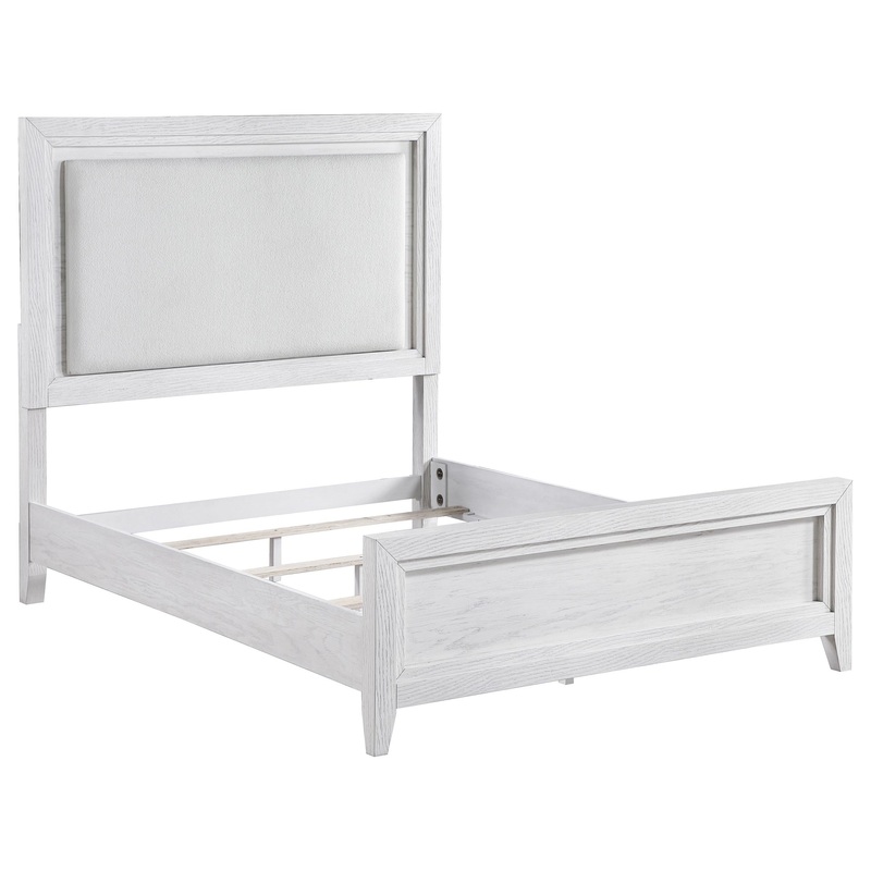 Coaster Furniture Marielle 224841KE Eastern King Upholstered Panel Bed – Distressed White