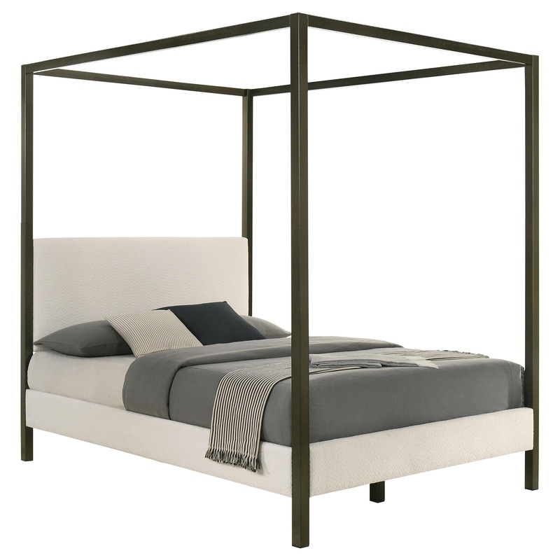 Coaster Furniture Monroe 300834Q Upholstered Queen Canopy Bed – Vanilla