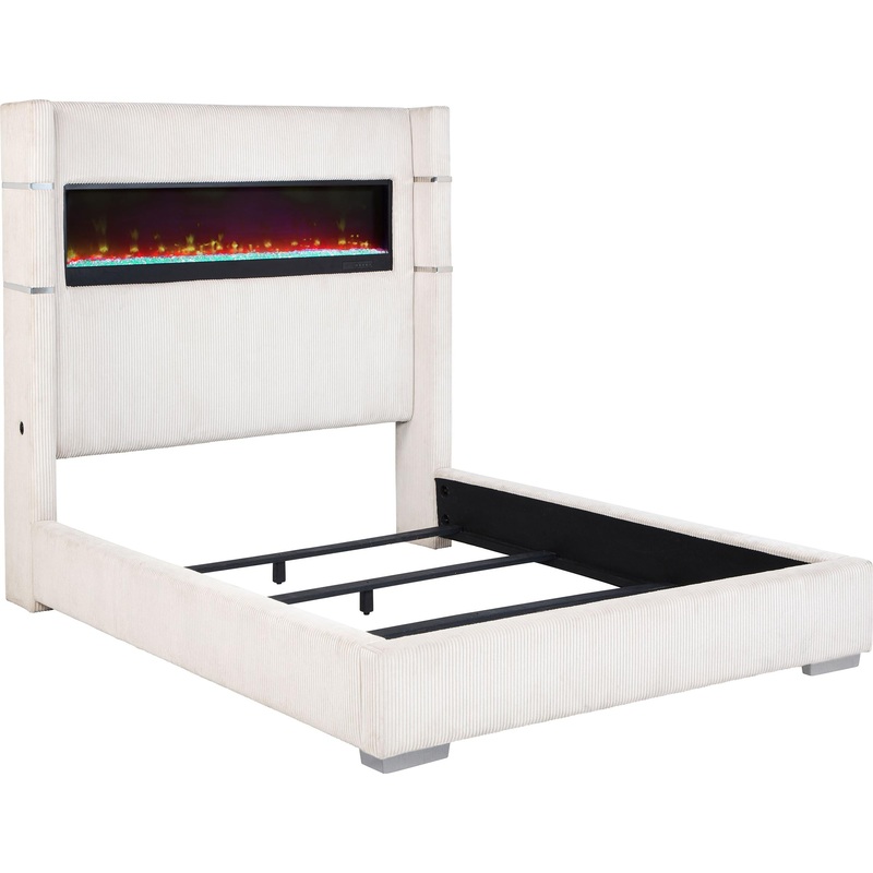 Coaster Furniture Tisdall 306032Q Upholstered Queen Flame Visualizer Bed – Cream