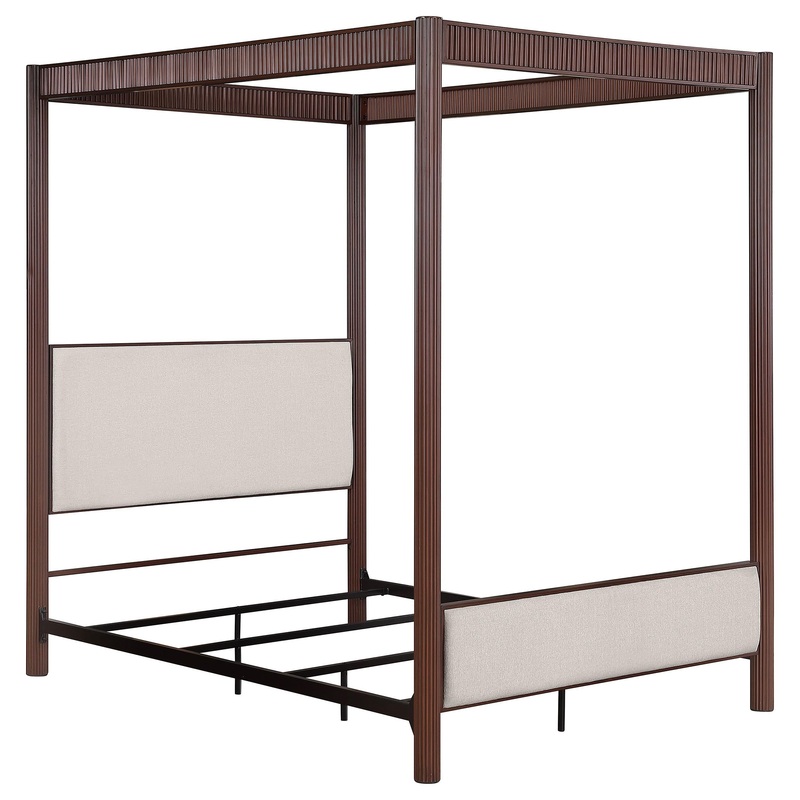 Coaster Furniture Zimmerlee 360331KE 89-inch Metal Eastern King Canopy Bed – Rust Brown