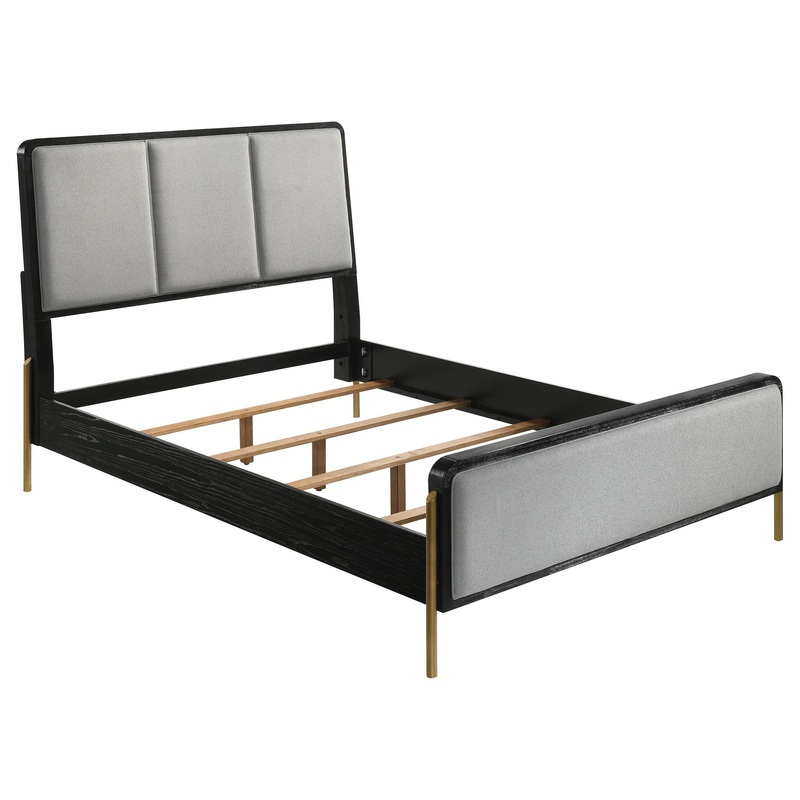 Coaster Furniture Arini 224331Q Upholstered Queen Panel Bed – Black and Grey