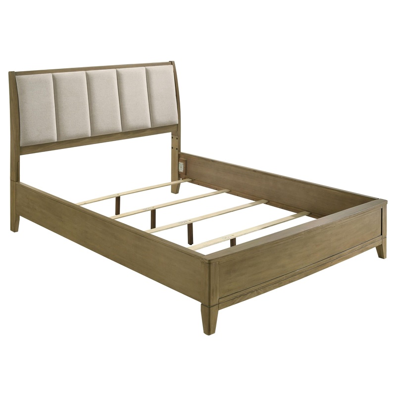 Coaster Furniture Granada 224921Q Upholstered Queen Panel Bed – Natural Pine