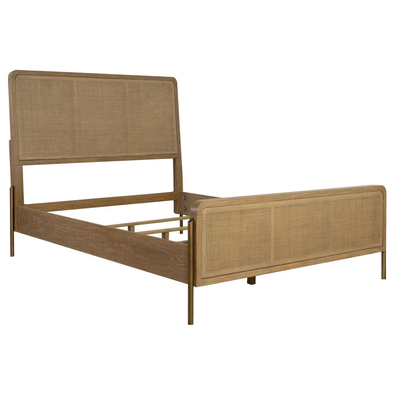 Coaster Furniture Arini 224300KE Rattan Eastern King Panel Bed – Sand Wash and Natural