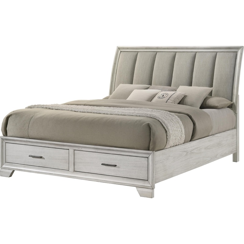 Crown Mark Jaymes B6582-K King Storage Bed – White Mist