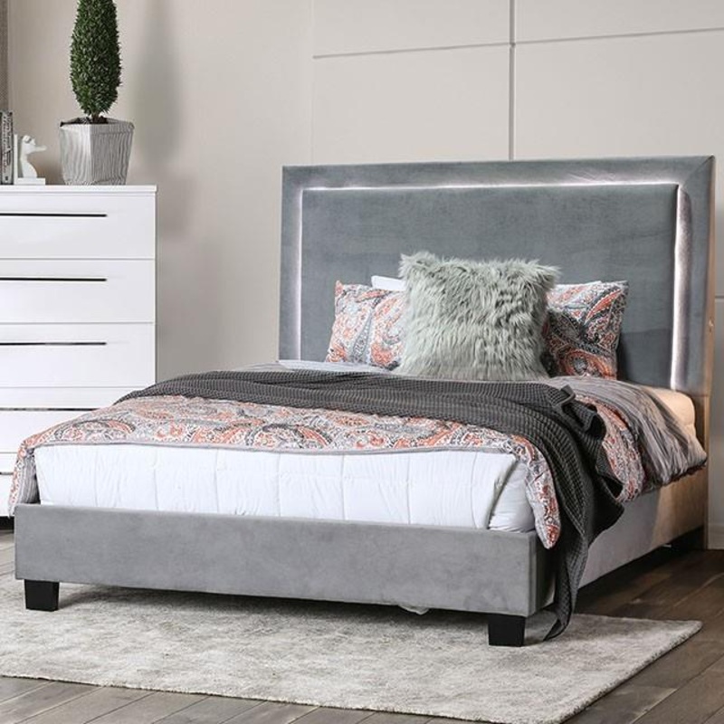 Furniture of America Erglow CM7695GY-EK-BED-VN E.King Bed, Gray