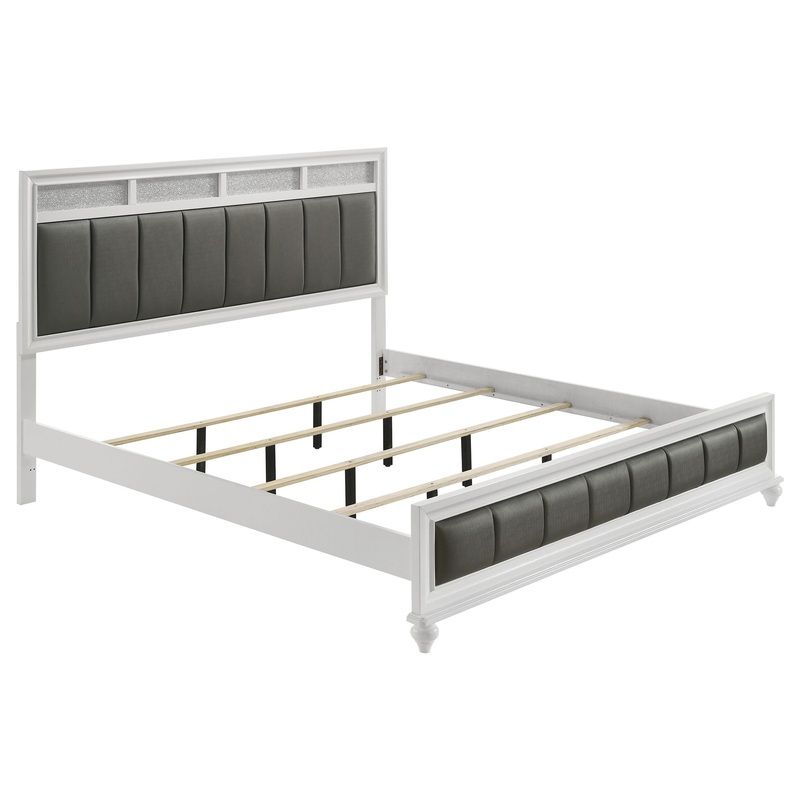 Coaster Furniture Barzini 205891KE Wood Eastern King Panel Bed – White