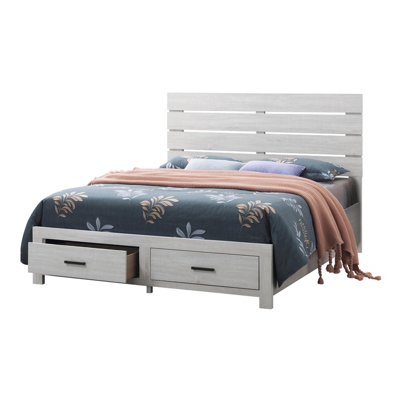 Coaster Furniture Brantford 207050KE Wood Eastern King Storage Panel Bed – Coastal White