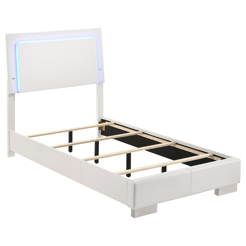 Coaster Furniture Felicity 203500T Wood Twin LED Panel Bed – White High Gloss