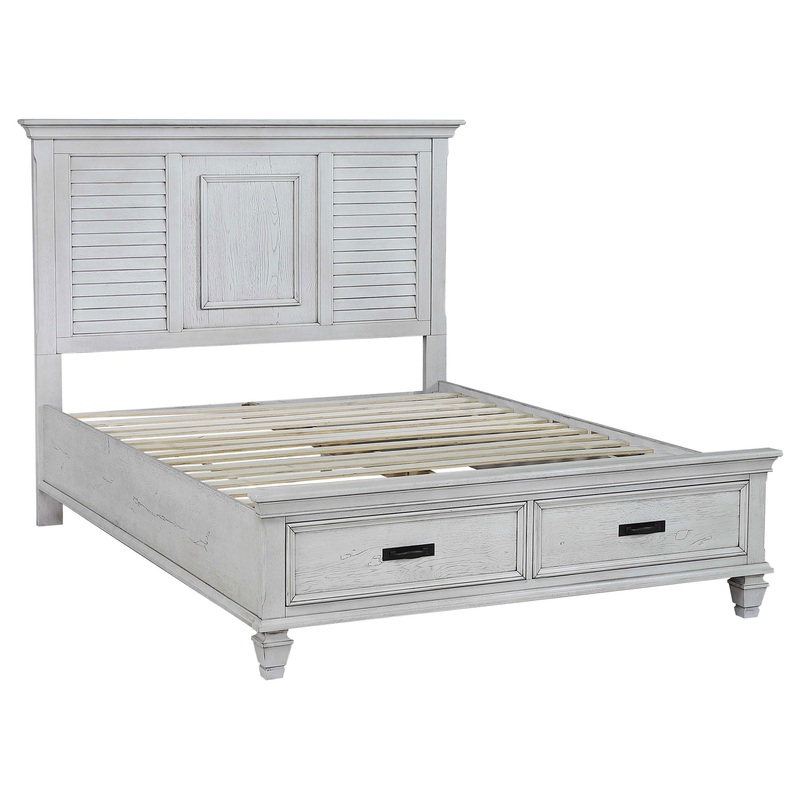 Coaster Furniture Franco 205330Q Wood Queen Storage Panel Bed – Distressed White