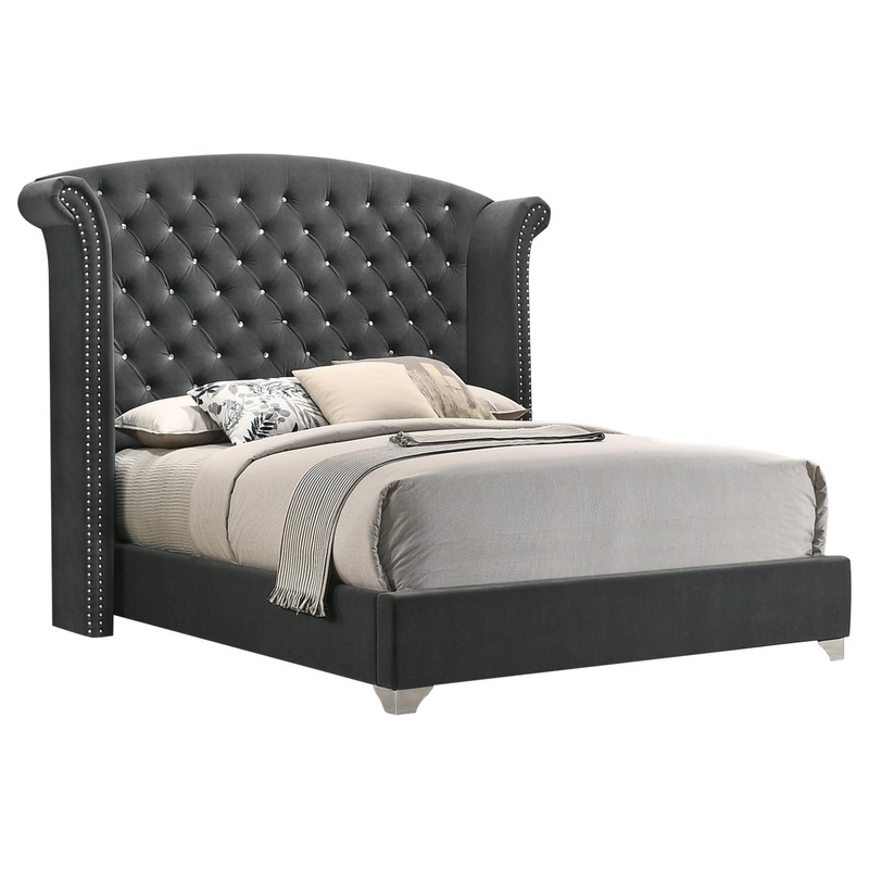 Coaster Furniture Melody 223381KE Upholstered Eastern King Wingback Bed – Grey