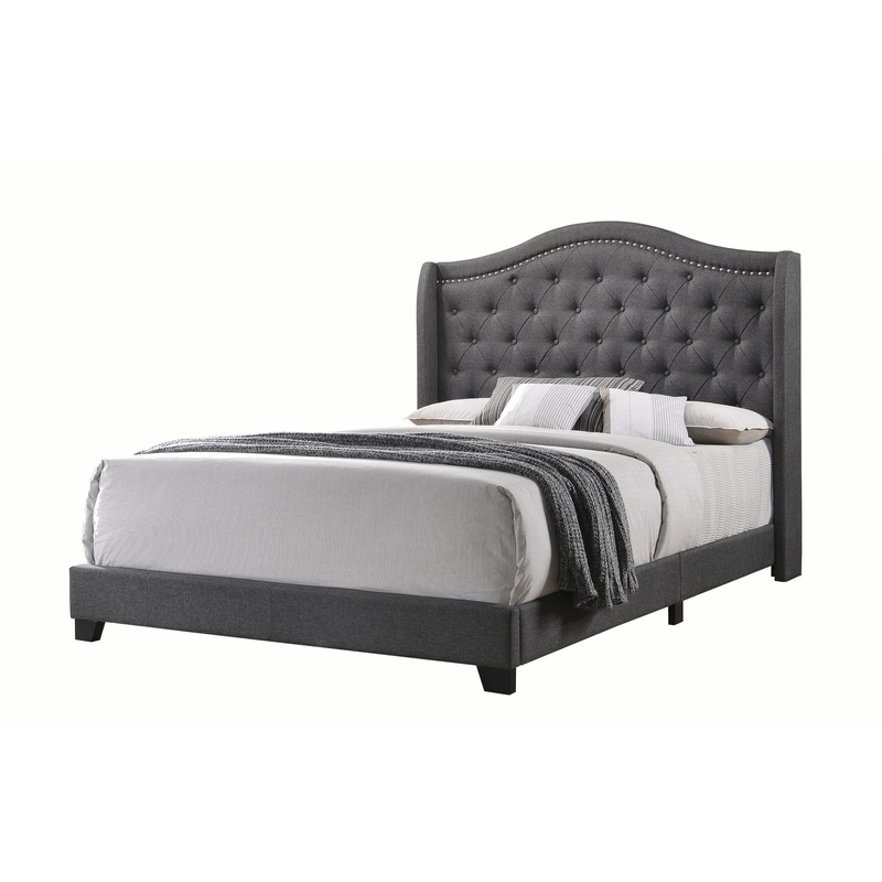 Coaster Furniture Sonoma 310072Q Upholstered Queen Wingback Bed – Grey