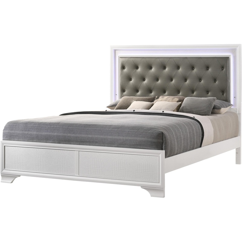 Crown Mark Lyssa B4310-K King Bed with LED – Frost