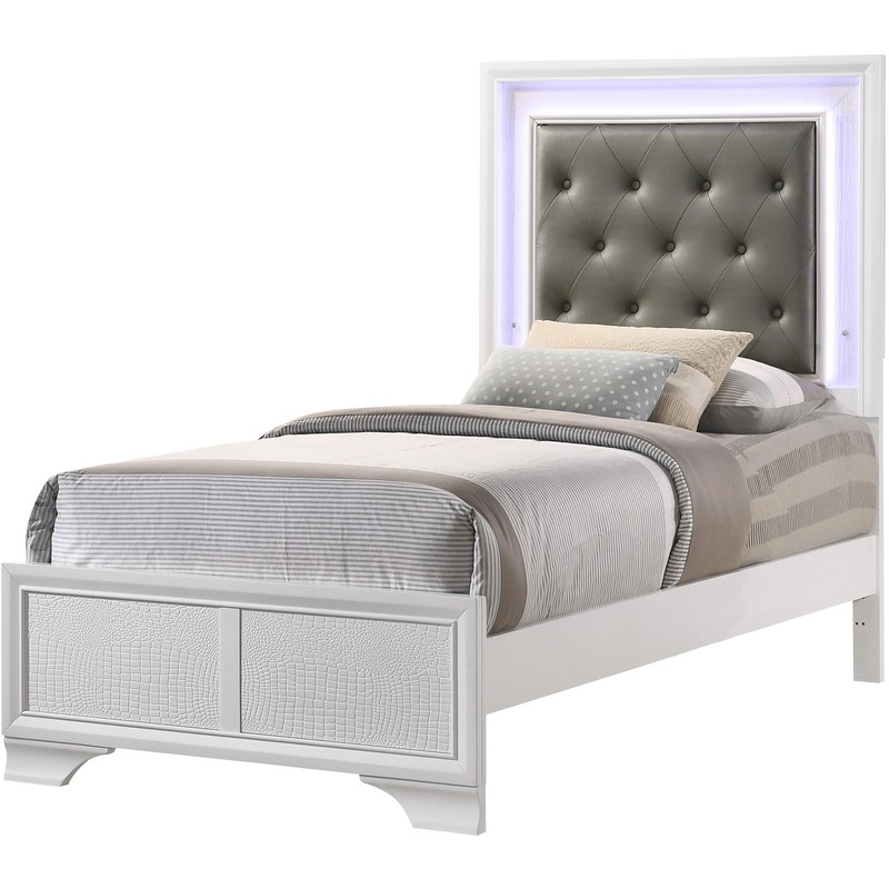 Crown Mark Lyssa B4310-T Twin Bed with LED – Frost