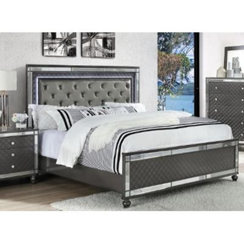 Crown Mark Refino Queen Upholstered Panel Bed B1670-Q-HB/B1670-Q-FB/B1670-KQ-RAIL