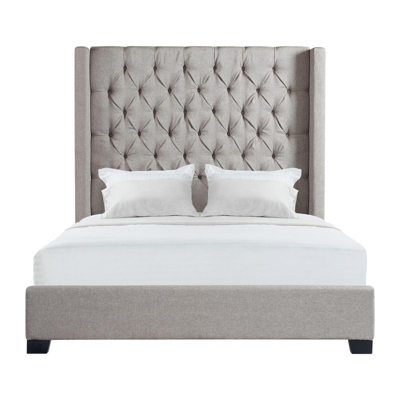 Elements International Morrow UMW092QB Queen Upholstered Bed – Gray
