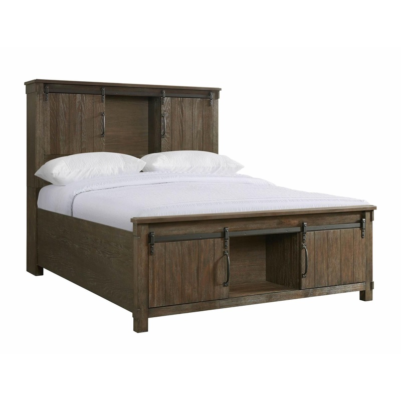 Elements International Scott SC370QB Queen Platform Storage Bed – Walnut