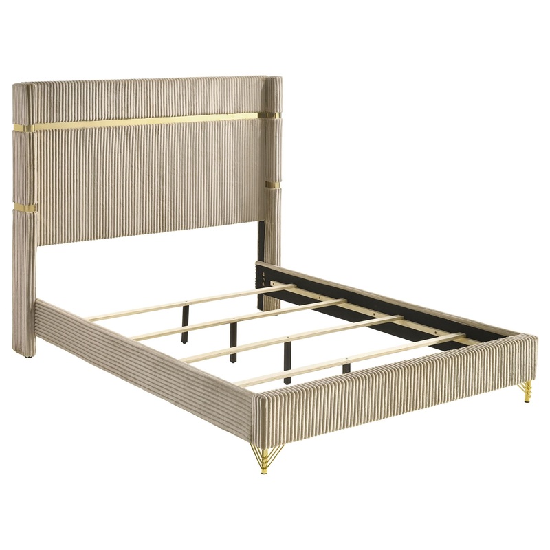 Coaster Furniture Lucia 224731Q 61-inch Upholstered Queen Wingback Bed – Beige