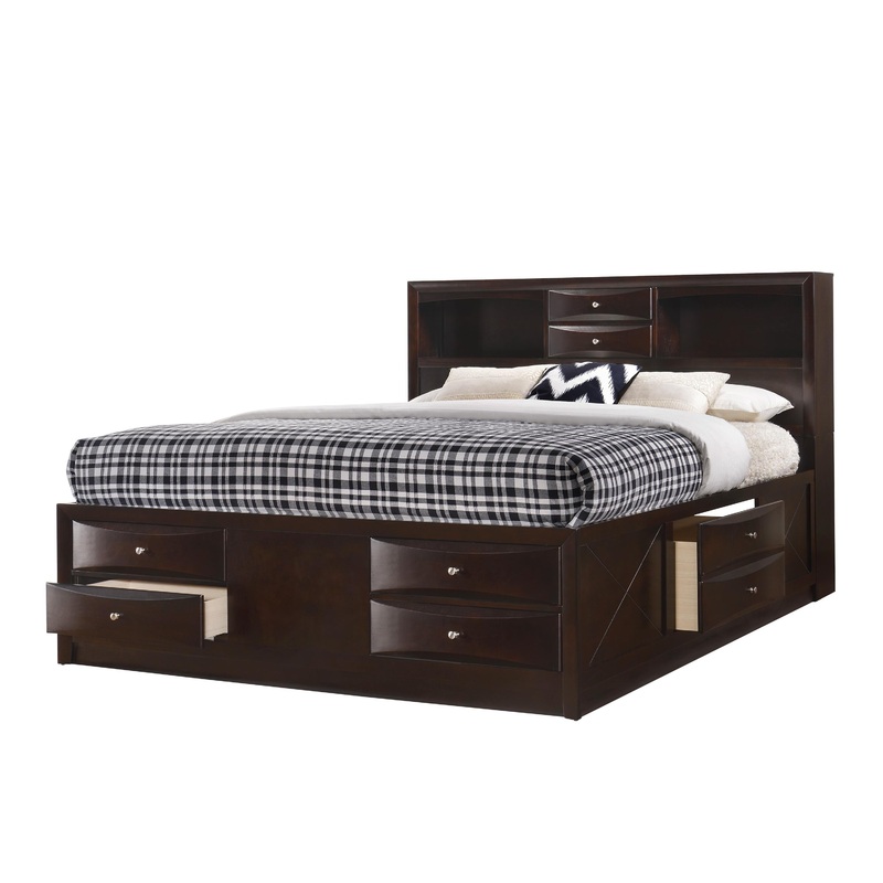 Crown Mark Emily King Bookcase Bed with Storage B4265-K-HBFB/B4265-K-RAIL/B4265-K-DRW-L/B4265-K-DRW-R