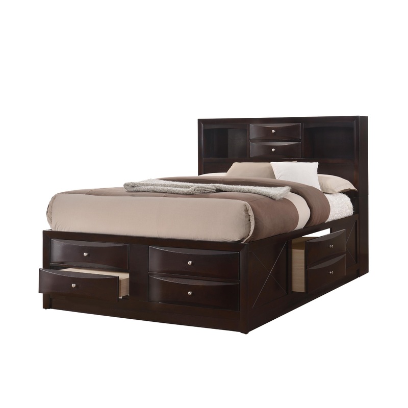 Crown Mark Emily Queen Bookcase Bed with Storage B4265-Q-HBFB/B4265-Q-RAIL/B4265-Q-DRW-L/B4265-Q-DRW-R