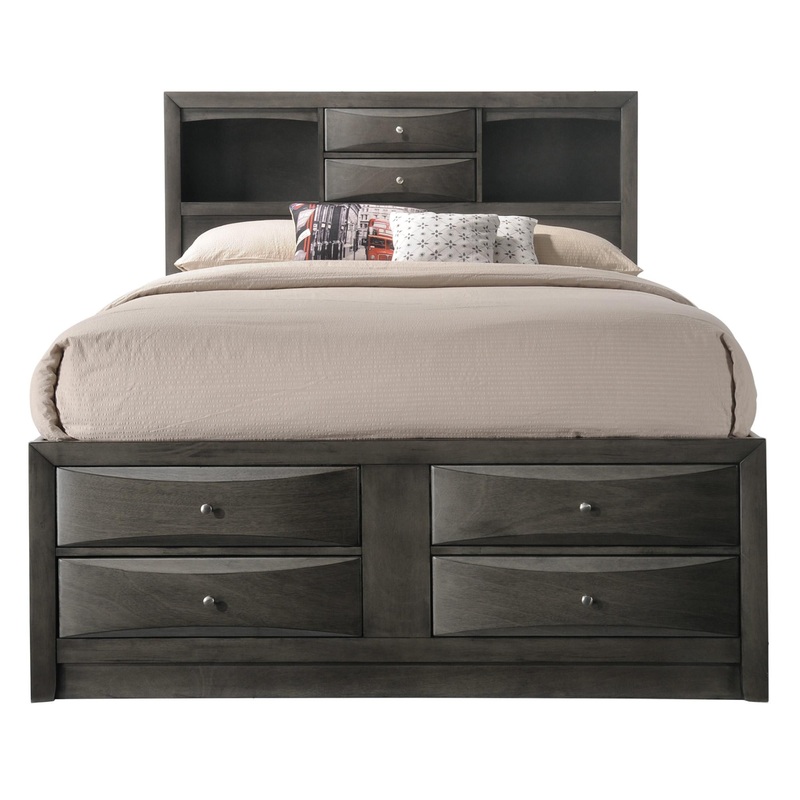 Crown Mark Emily Queen Bookcase Bed with Storage B4275-Q-HBFB/B4275-Q-RAIL/B4275-Q-DRW-L/B4275-Q-DRW-R