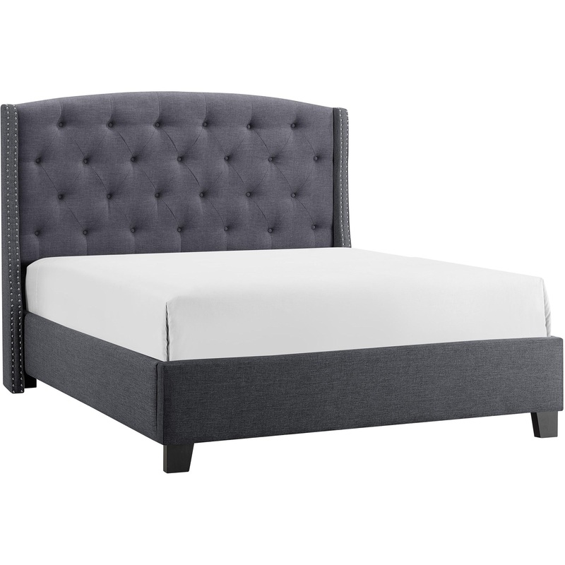 Crown Mark Eva Queen Upholstered Platform Bed 5111GY-Q-HBFB/5111GY-KQ-RAIL