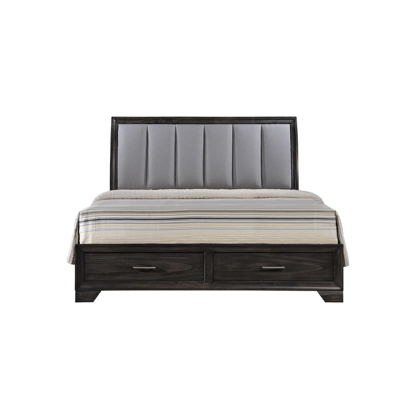 Crown Mark Jaymes King Upholstered Sleigh Bed with Storage B6580-K-HB/B6580-K-FBD/B6580-KQ-RAIL