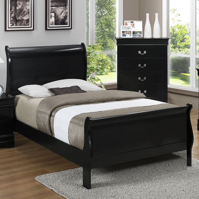 Crown Mark Louis Philip Twin Sleigh Bed B3950-T-HBFB/B3950-T-RAIL