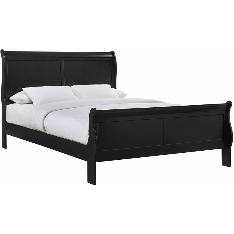 Elements International Louis Philippe Queen Panel Bed in Black