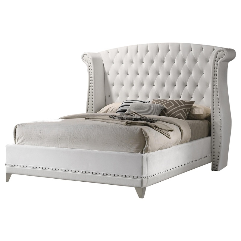 Coaster Furniture Barzini 300843KW Upholstered California King Wingback Bed – White