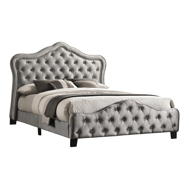 Coaster Furniture Bella 315871Q Upholstered Queen Panel Bed – Grey
