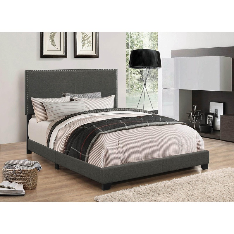 Coaster Furniture Boyd 350061KE Upholstered Eastern King Panel Bed – Charcoal