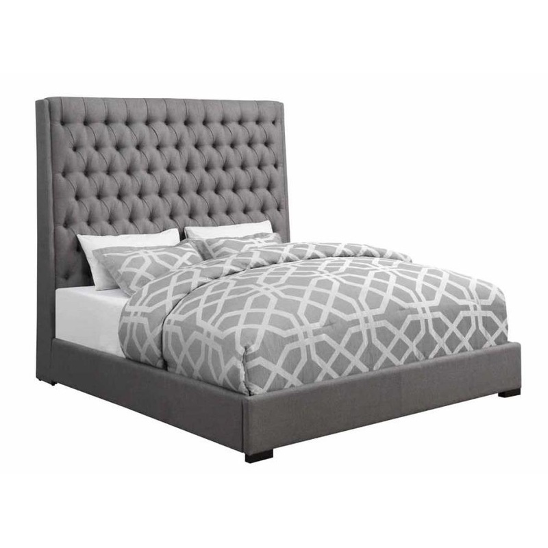 Coaster Furniture Camille 300621KE Upholstered Eastern King Panel Bed – Grey