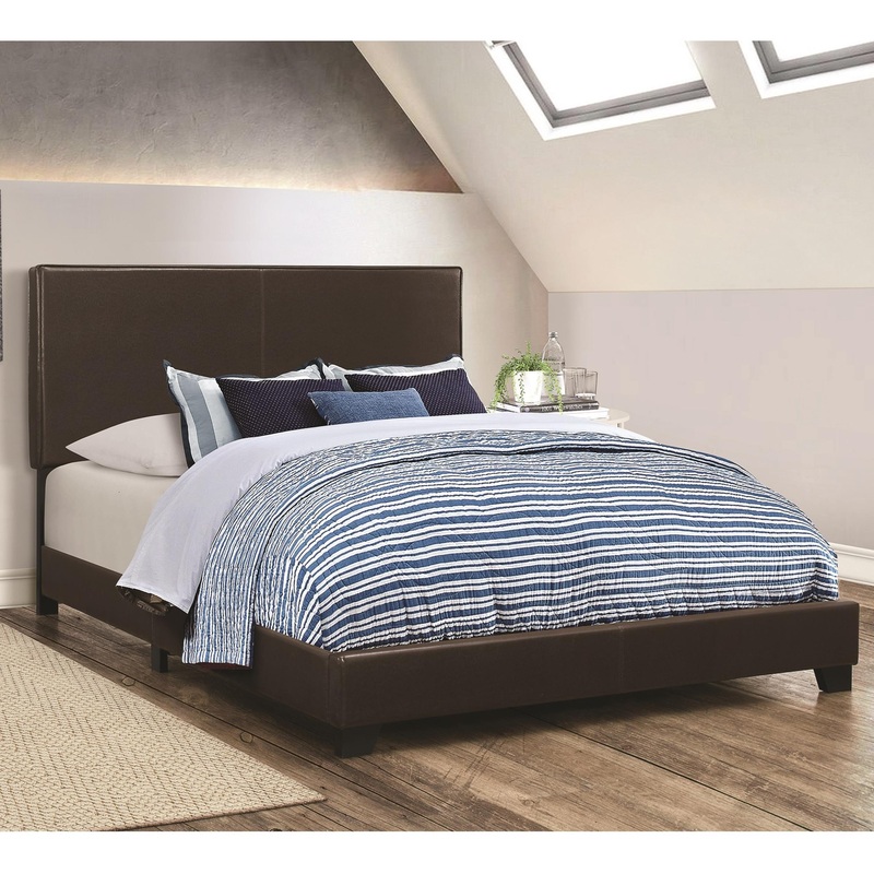 Coaster Furniture Dorian 300762KE Faux Leather Upholstered Eastern King Panel Bed – Brown