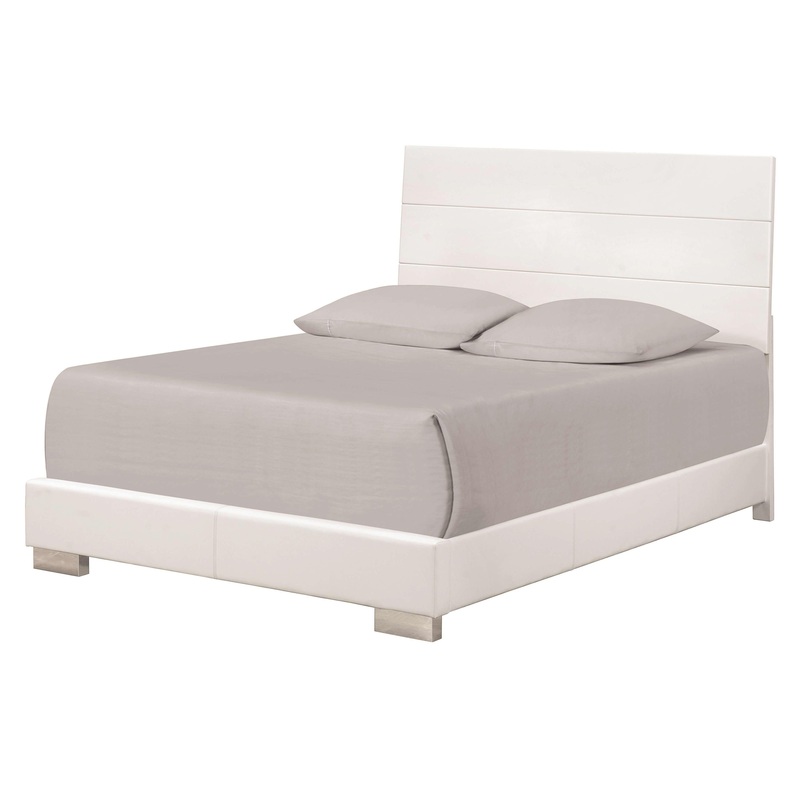 Coaster Furniture Felicity 203501KE Wood Eastern King Panel Bed – White High Gloss