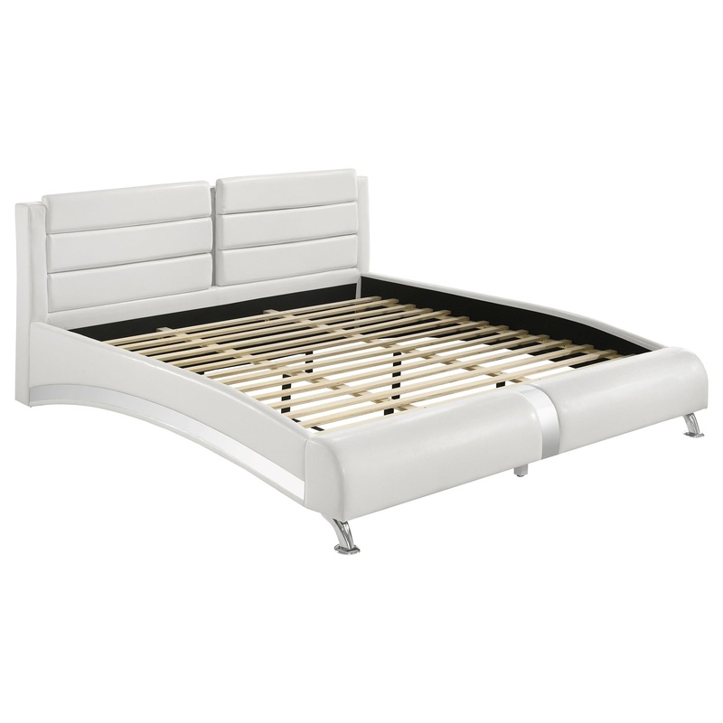Coaster Furniture Jeremaine 300345KE Upholstered Eastern King Sleigh Bed – White