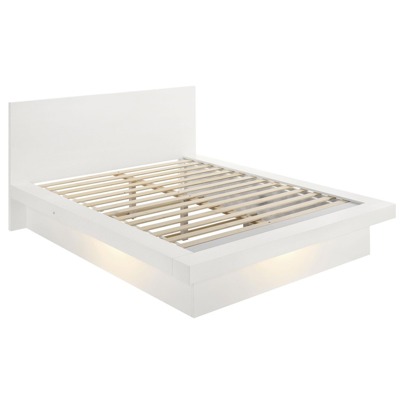 Coaster Furniture Jessica 202990Q Wood Queen LED Panel Bed – Snow White