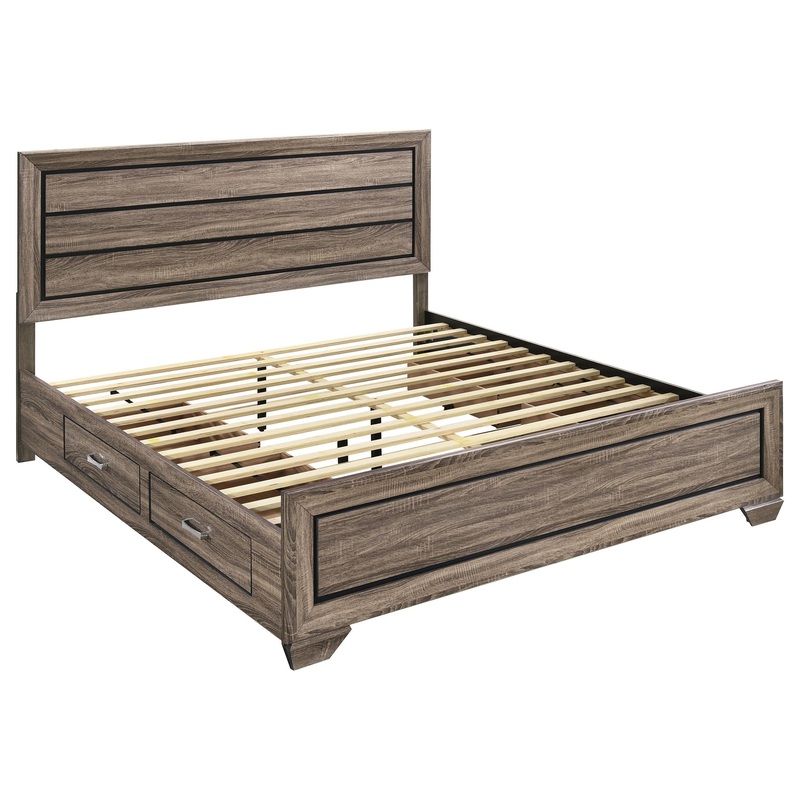 Coaster Furniture Kauffman 204190KE Wood Eastern King Storage Panel Bed – Washed Taupe