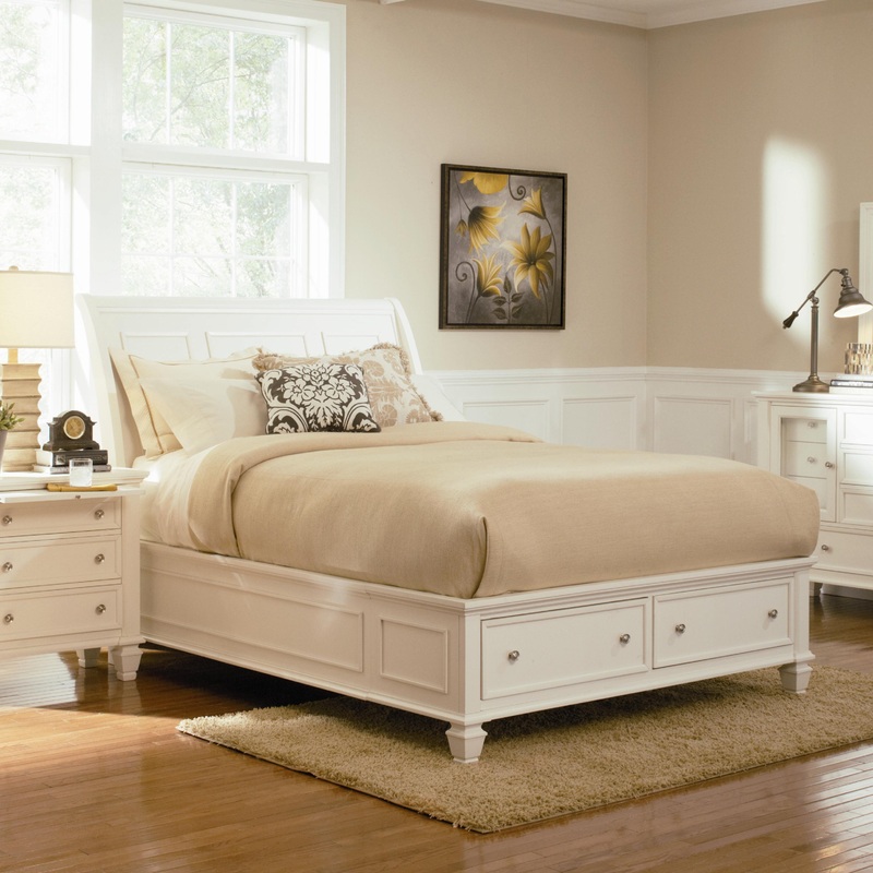 Coaster Furniture Sandy Beach 201309Q Wood Queen Storage Panel Bed – Cream White